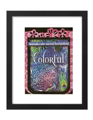 Tarjeta de arte de medios mixtos ATC ACEO mini coleccionable imagina pavos reales coloridos Foto 1 de 2