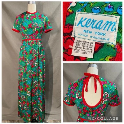 Vintage 1970’s Keram New York Floral Dress Keyhole Back Size XS 0/2 - Image 1 of 4