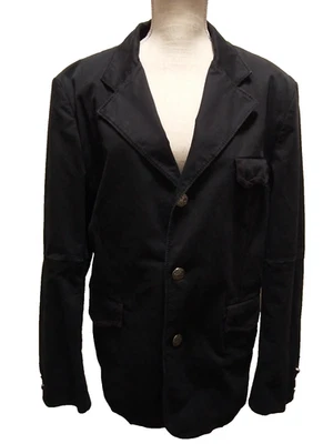 House of Howe English Country Gentlemen Black Cotton Logo Button Gothic Coat 44 - Image 1 of 4