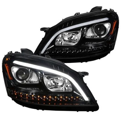 Jet Black Fits 2006-2008 Mercedes W164 Ml350 Ml500 Led Bar Projector Headlights - Image 1 of 4