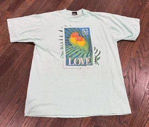 Vintage 90's US POSTAL SERVICE stamp Shirt white Parrot Screen Stars Large - Bild 1 von 7