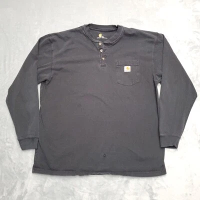 Camisa Carhartt Para Hombres XL Negra Henley Manga Larga Pullover Trabajo Informal Ropa de Trabajo Foto 1 de 4
