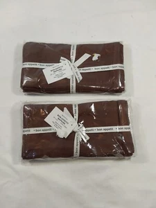 Lot of 2 Set of 4 Bon Appetit Napkins Brown 20" x 20" By Kay Dee Designs - Picture 1 of 16