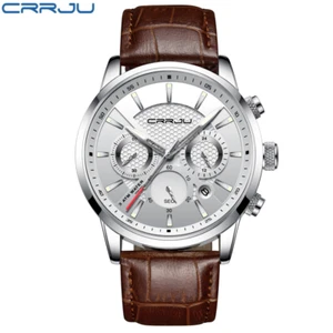 CRRJU New Fashion Men Watches Analog Quartz Wristwatches 30M Waterproof Chronogr - Foto 1 di 5