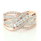 Ladies Diamond Waves Anniversary Wedding Band Ring 0.55ct 10k Rose Gold