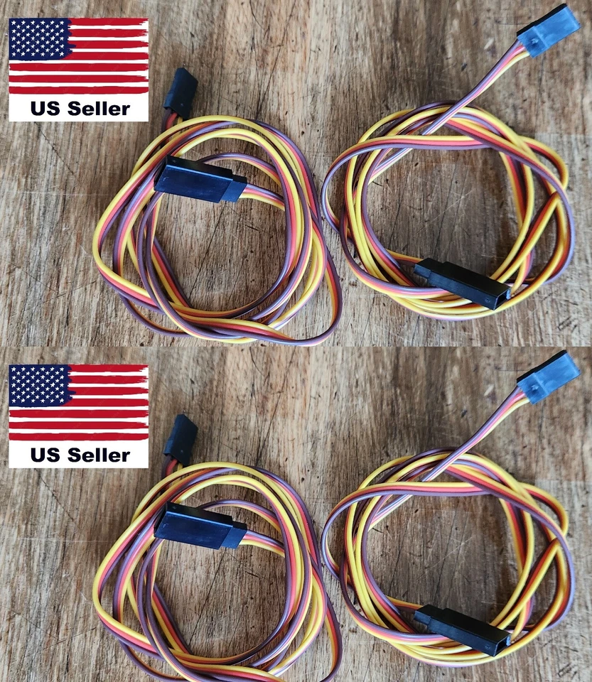 4pc Heavy Duty 39in Servo Extension Cord Lead 3 Wire Cable Plug 26AWG RC 1000mm - Image 1 of 4