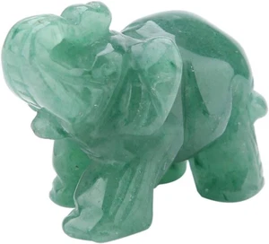 2Inch Crystal Elephant Figurines, Jade Carved Elephant Wealth Lucky Figurines fo - Picture 1 of 12