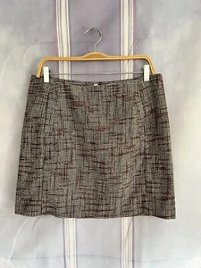 Neu ohne Etikett Banana Republic gewebter Tweed gerader Rock GR. 12 Herbst rot/weiß/schwarz - Bild 1 von 5