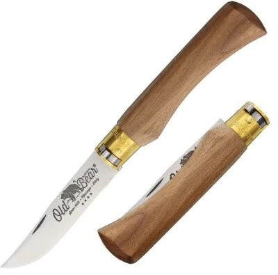 Old Bear Extra Large Folding Knife 3.75" 420 Steel Blade Oiled Walnut Handle - Image 1 of 3