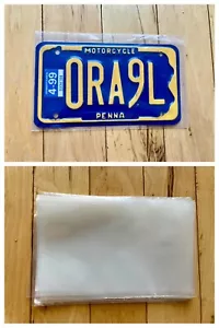 5.25x 8.5 Larger Motorcycle License Plate Sleeves -3 MIL High Clarity - USA Made - Picture 1 of 2