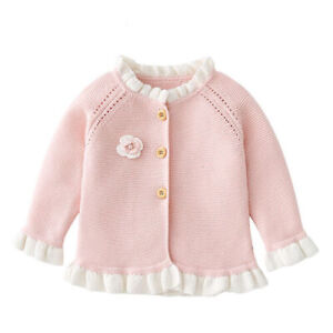 Girl Cotton Long Sleeve Knitted Cardigan Sweater Toddler Autumn Winter Coat HOT!