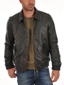 New Mens Leather Jacket real lambskin coat biker motorcycle racer cafe Slim M800 - Picture 1 of 3