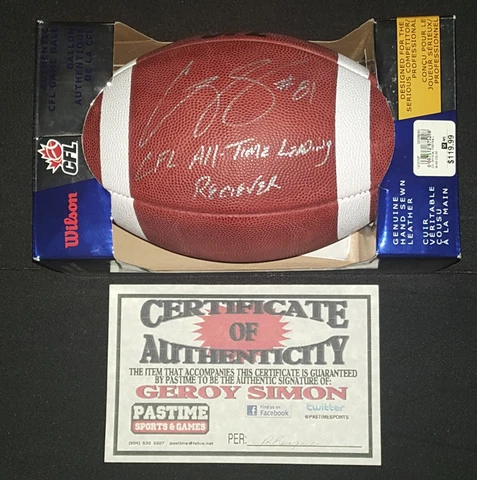 GEROY SIMON AUTOGRAPHED SIGNED CFL WILSON OFFICIAL GAME BALL FOOTBALL BC LIONS Cover