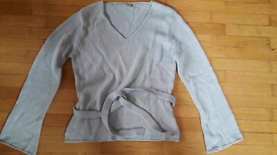 hellblauer Strick - Pullover mit V-Ausschnitt + Hüftband * M * C&A YESSICA - Bild 1 von 2