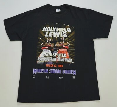 Camiseta de Lucha Peso Pesado Evander Holyfield vs Lennox Lewis 1999 Rara De Colección Años 90 L Foto 1 de 4