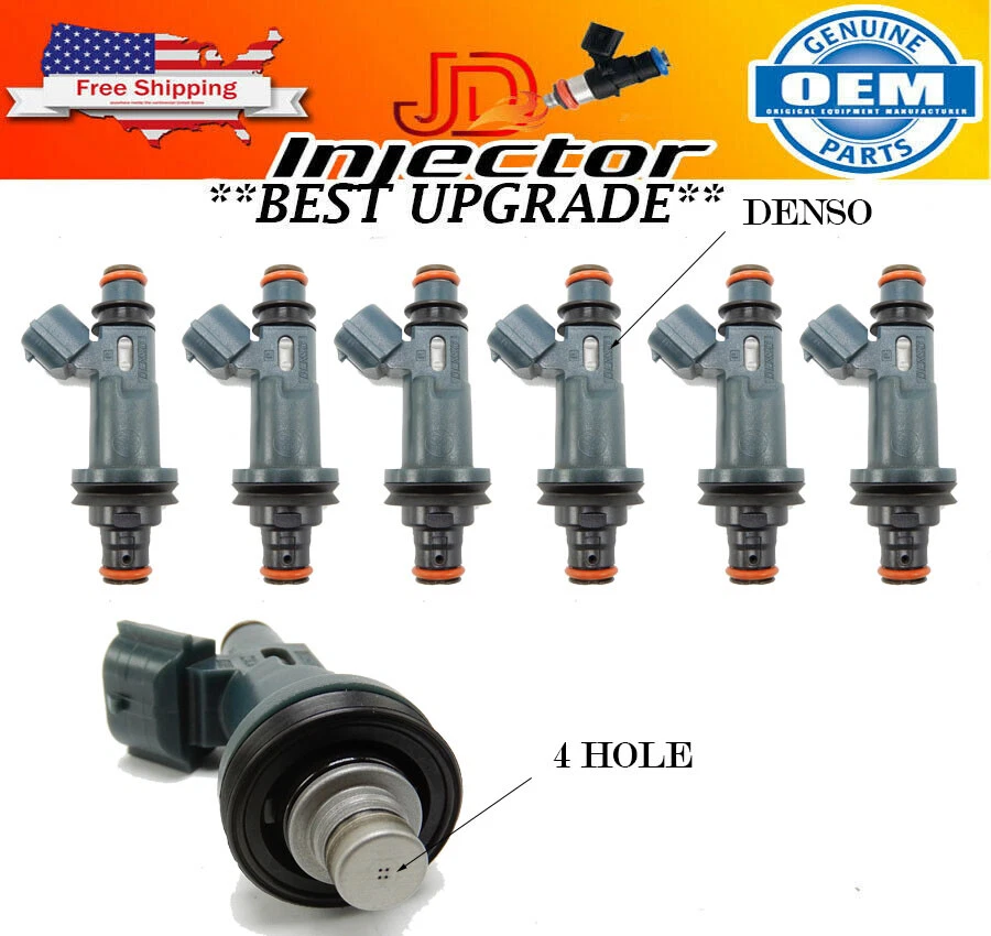 6X OEM UPGRADE Fuel Injectors 4 Hole TOYOTA 4RUNNER 1999-2002 V6 3.4L #1 - Image 1 of 1