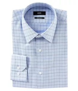 HUGO BOSS ENZO US BLACK LABEL DRESS SHIRT REGULAR FIT POINT COLLAR BLUE -NWT - Picture 1 of 6