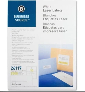 Business Source Mailing Shipping Labels 2"x 4" 2500 per pack White BSN26117 - Picture 1 of 1