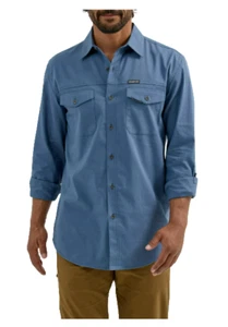 Wrangler® Mens Outdoor UPF 30+ Protection Long Sleeve Button Shirt Blue Size 3XL - Picture 1 of 4