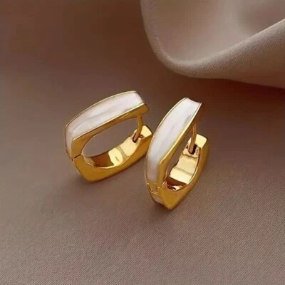 Elegantes pendientes de aro cuadrados geométricos de inspiración francesa para mujer - elegantes y simples Foto 1 de 4