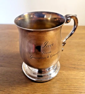 Relion Vintage EPNS Christening Cup. Engraved with Jan Grandma & Grampa - Picture 1 of 6