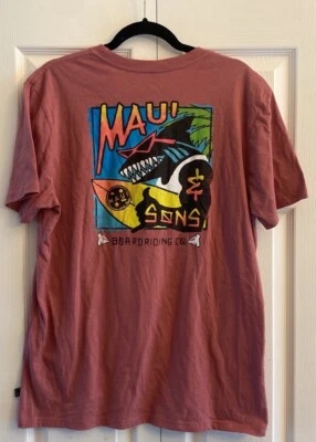 Camiseta Maui And Sons Para Hombre Grande Surf Tiburón Gráfico Bolsillo Tabla de Surf Playa Vacaciones Foto 1 de 4