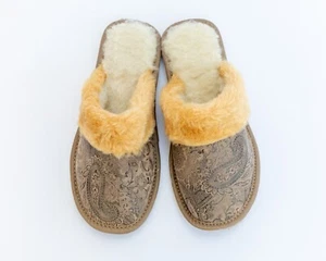 Womens Ladies Mule Slippers Home Shoes Leather Warm Cozy Winter UK Stock - Picture 1 of 11