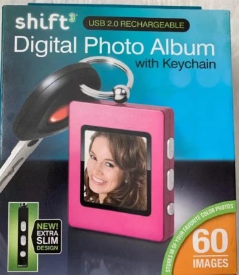 NEW SHIFT 3 Digital Photo Album with Key chain, 60 IMAGES Pink I/B FREE SHIPPING - Image 1 of 4