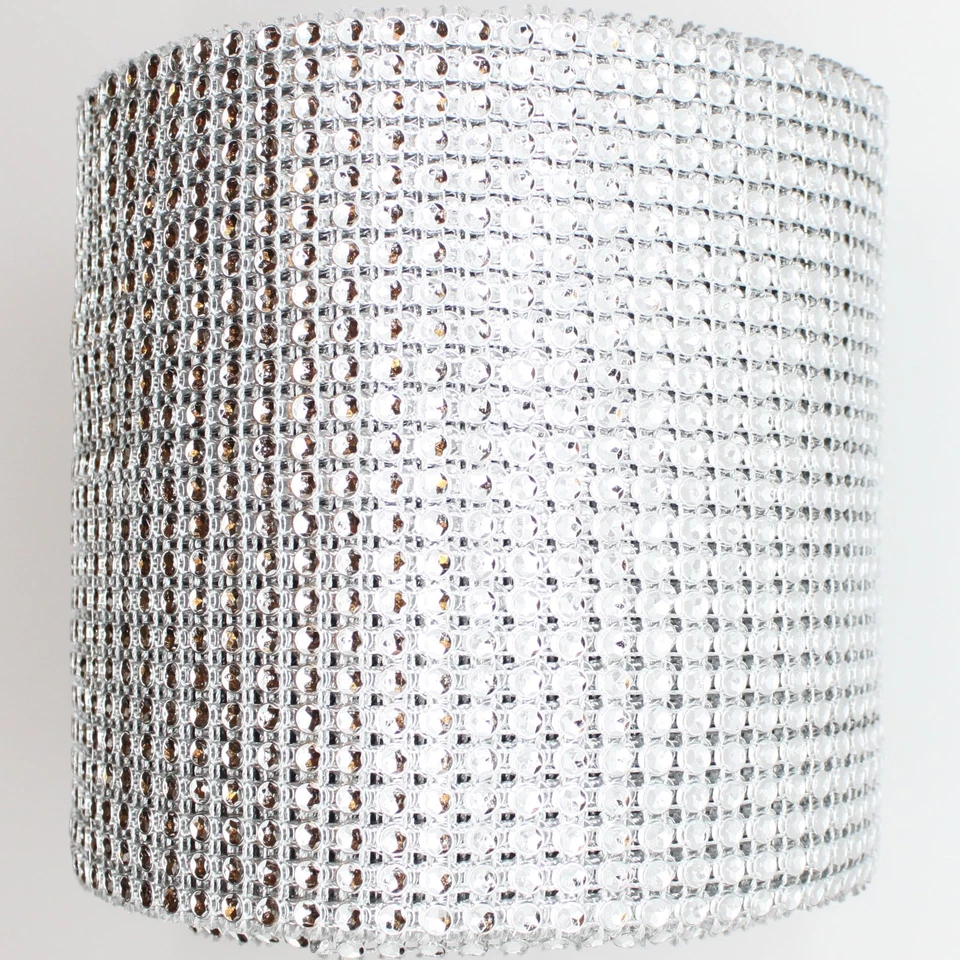 5 YARDS X  4.75" SILVER DIAMOND MESH WRAP ROLL  RHINESTONE SPARKLE BLING RIBBON  - Image 1 of 1