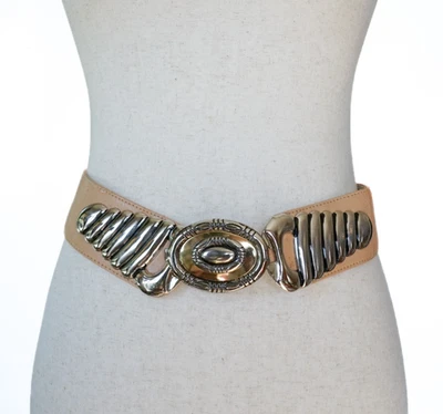 Cinturón de cadera de cuero genuino ancho de colección años 80 44" declaración retro vaquera occidental Foto 1 de 4