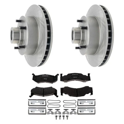 For Dodge Ramcharger 85-93 R-Line Plain Front Brake Kit w Semi-Metallic Pads - Image 1 of 4