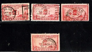 1928 U.S. Classic 2c Carmine AERONAUTICALS  Lot of 4 Sc#649 Used GREAT CITY PMs - Picture 1 of 1