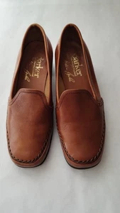 BARKER Tan Brown Leather Moccasin Loafer Shoes Uk Size 5.5 Womens - Picture 1 of 5