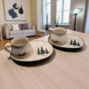 Home & Garden Party Stoneware Collection Northwoods Soup & Sandwich Cup & Plate - Picture 1 of 6