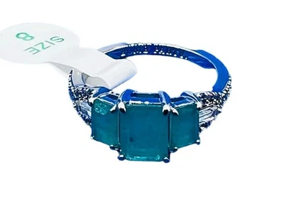 Кольцо-бомба для вечеринки No2450, размер 8, натуральный сплав изумруд родиевое покрытие - Изображение 1 из 4