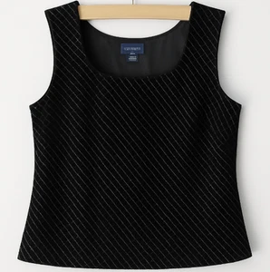 Ann Taylor Petites schwarz Burnout Samt Top Seide Metallic Party Urlaub Gr. 14P - Bild 1 von 7