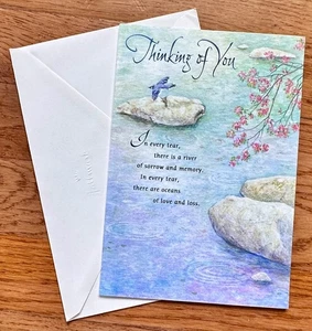 Large Sympathy Card 8 x 5.5” Keeping You Close Sad Time Hallmark Crown NOS Y2K - Picture 1 of 3