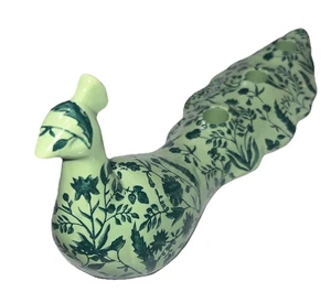 Anthropologie Peacock Taper Kerzenhalter Steinzeug grün floral festlich NEU - Bild 1 von 6