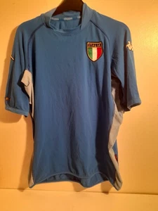 Italy Mens Home Shirt 2000-02 Medium Blue Kappa Stretch Fit - Picture 1 of 9