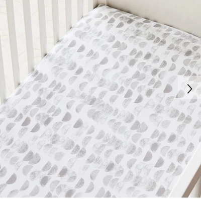 Sábana Ajustable West Elm Niños Media Luna Cuna Nueva con Etiquetas Algodón Sábana Bebé Gris Blanco Foto 1 de 4