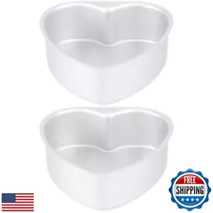 DOITOOL 2PCS Heart Shaped Cake Pan with Removable Bottom 6 inch Heart Shaped - Picture 1 of 5
