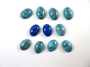 Oval Cabochon Acrylic Beads Flat Back Domed 2 Blue 9 Turquoise Color 17X12mm New - Picture 1 of 6