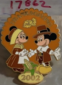DLR Disneyland DISNEY CAST Holiday PIN 2002 THANKSGIVING Mickey & Minnie #17862 - Picture 1 of 1