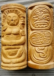 2 Vintage Tiki  Mug Mendez Ruiz Ceramica Aztec God Ceramic Barware Guatemala  - Picture 1 of 4
