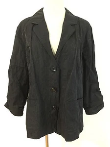CHICO'S Blazer Jacket Black w/Metallic Shimmer Size 3 - Picture 1 of 11