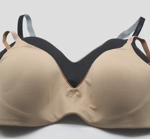 Calvin Klein Women's Microfiber Wirefree Bra Black/Honey Large 2 pack - NWOT - Picture 1 of 7