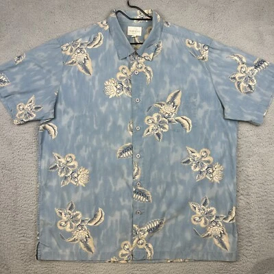Trader Bay Shirt Mens Extra Large Blue Hawaiian Floral Beach Summer Casual Palm - Image 1 of 4