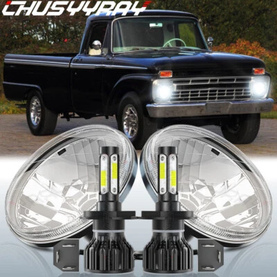 Par de faros LED redondos de haz alto/bajo cromados de 7 pulgadas para camioneta Ford F100 F150 F250 Foto 1 de 4