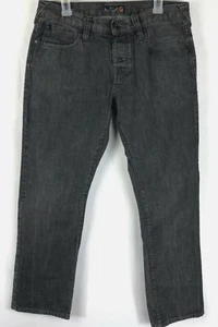 G by Guess Men's Jeans Size US 33 Calanlow Straight Faded Black Button Fly Fray - Picture 1 of 8