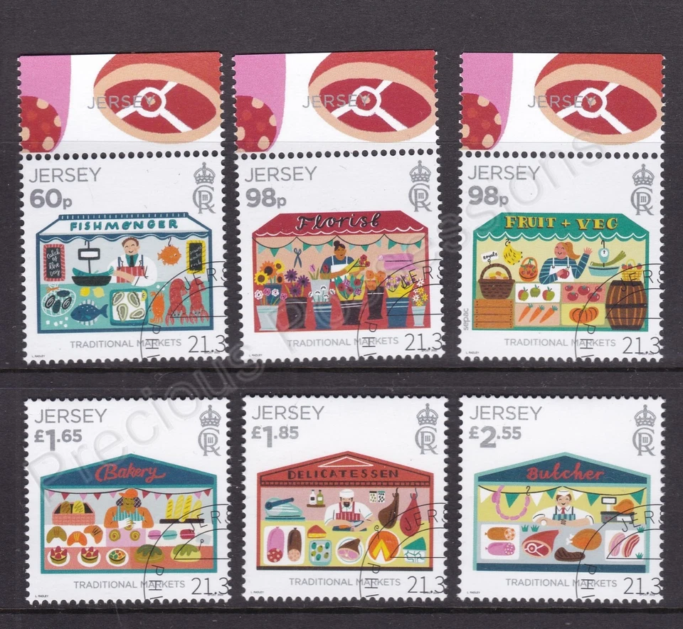 SG ???? JERSEY USED CTO STAMP SET 2023 TRADITIONAL MARKETS - Image 1 of 1